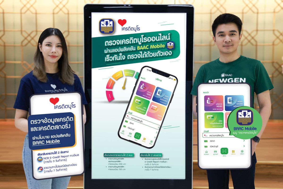 ธ.ก.ส. เปิดบริการตรวจเครดิตบูโรผ่านแอป ฯ BAAC Mobile เช็กสุขภาพการเงิน ป้องกันภัยไซเบอร์ทางการเงิน