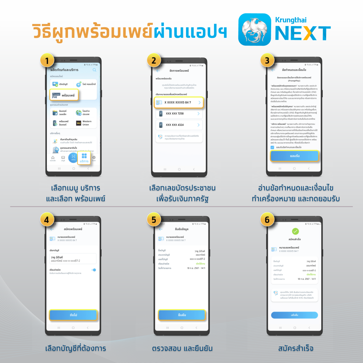 กรุงไทย แนะผูกพร้อมเพย์ด้วยตัวเองง่ายๆ ผ่านแอปฯ Krungthai NEXT และตู้ ATM กรุงไทยทั่วประเทศ