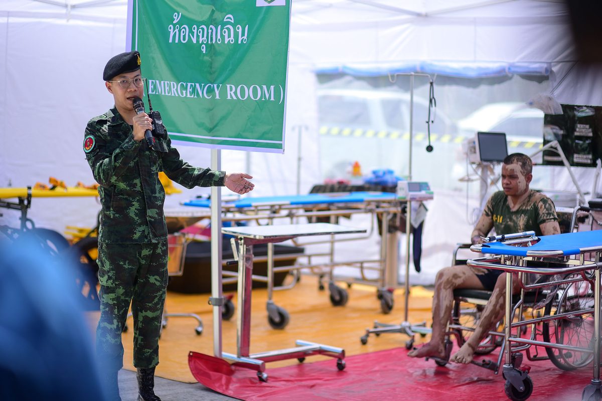 รพ.ค่ายวชิราวุธ จัดสาธิตเตรียม รพ.สนาม-ช่วยเหลือผู้ประสบภัยพิบัติ ตอกย้ำความพร้อมรับมือภัยพิบัติทันท่วงที