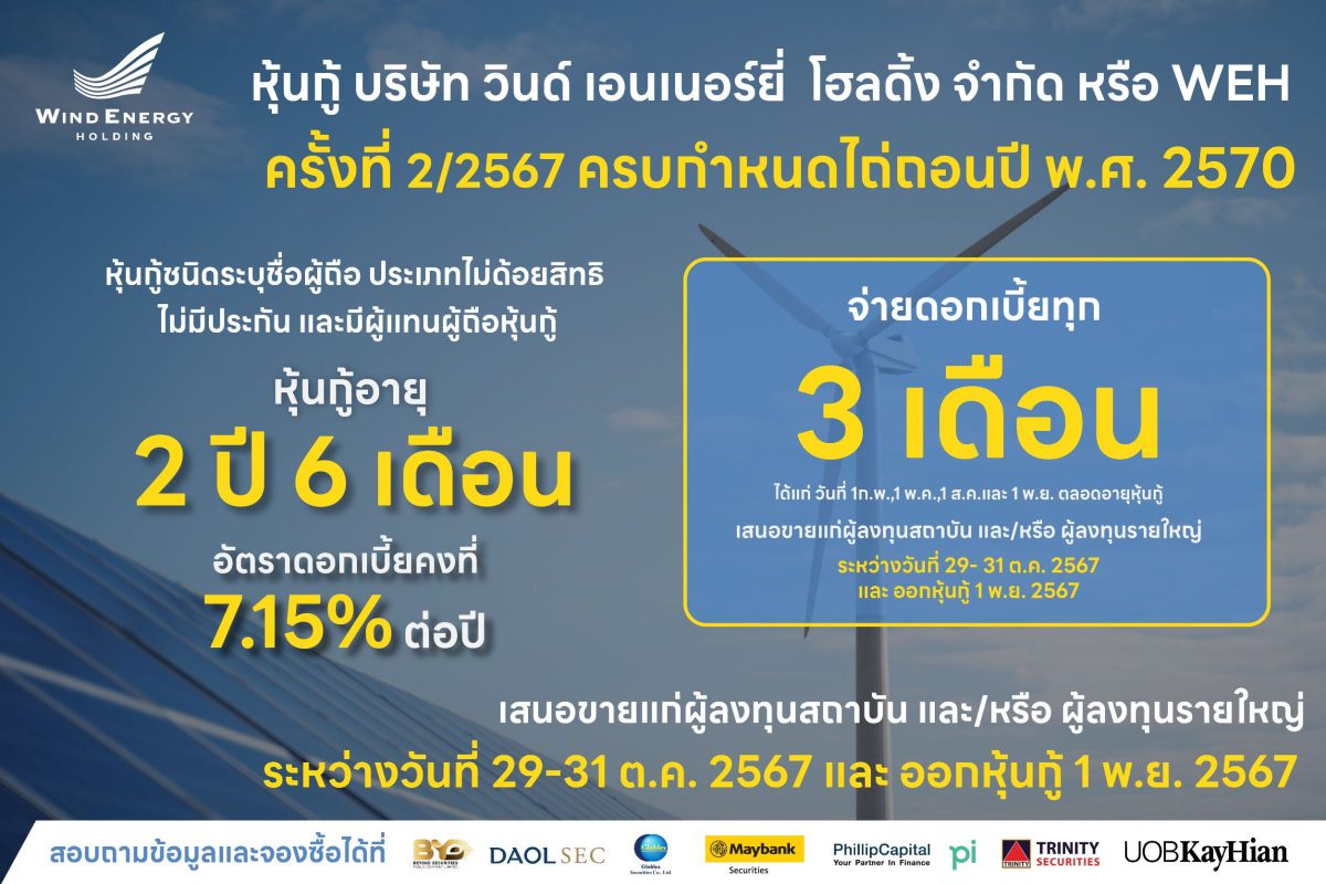 WEH ไถ่ถอนหุ้นกู้เต็มจำนวน 924.1 ล้านบาท คาดปี 2567 มีรายได้ 1 หมื่นล้านบาทต่อเนื่องปีที่ 4