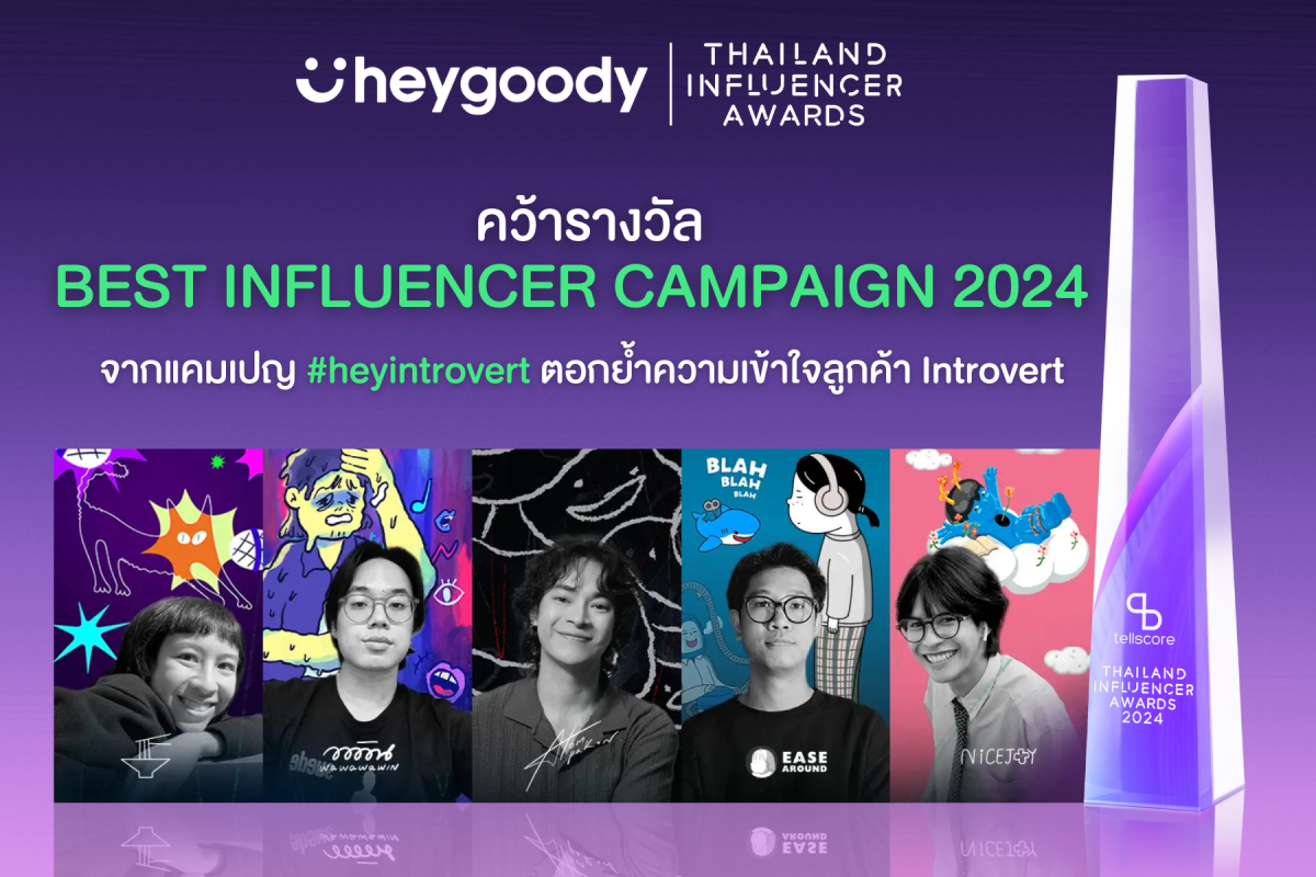 heygoody คว้าแชมป์จากเวที Thailand Influencer Awards 2024 ตอกย้ำความเข้าใจลูกค้า Introvert