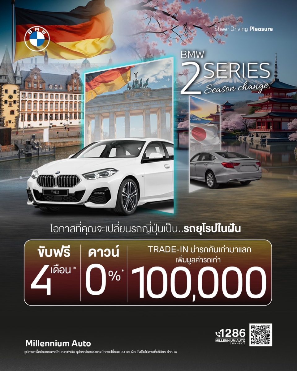 มิลเลนเนียม ออโต้ กรุ๊ป กระตุ้นความเร้าใจเต็มสูบ กับ BMW 220i Gran Coupe M Sport ฟรีชุดแต่ง M Performance มูลค่าเกือบ 100,000 บาท จัดให้ในราคาพิเศษ 1.99 ล้านบาท เฉพาะที่โชว์รูม BMW Millennium Auto