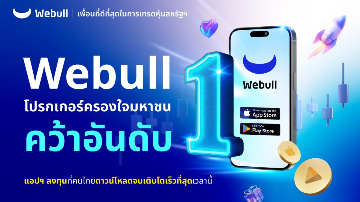 Webull โบรกเกอร์ครองใจมหาชน คว้าอันดับ 1 แอปฯ ผู้ให้บริการด้านการลงทุน ที่คนไทยดาวน์โหลด จนเติบโตเร็วที่สุดในเวลานี้