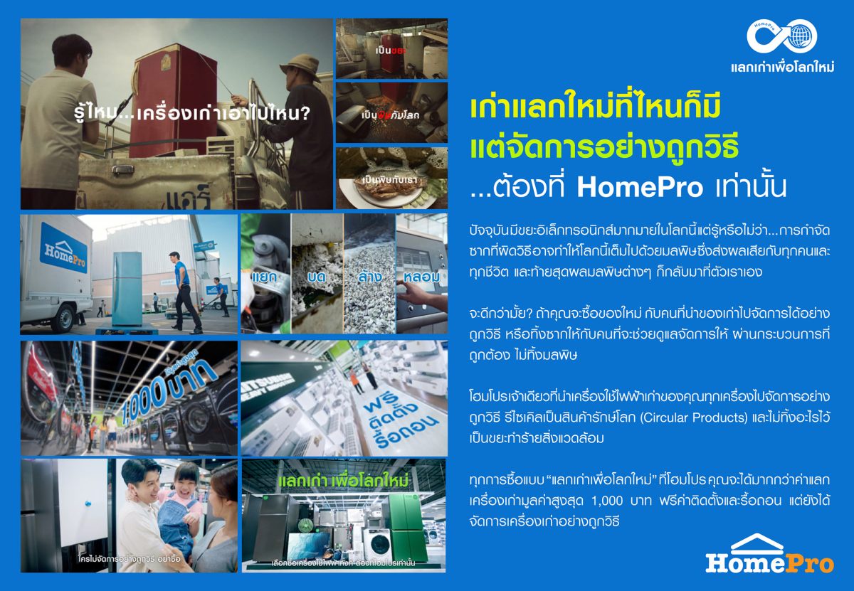 โฮมโปร ปล่อยโฆษณา Closed Loop Circular Appliances ชวนคนไทยตระหนัก.ทิ้งของเก่าอย่างถูกวิธี พร้อมโปรส่งท้ายปีสุดคุ้ม! ซื้อของใหม่ทั้งที ต้องที่ โฮมโปร เท่านั้น