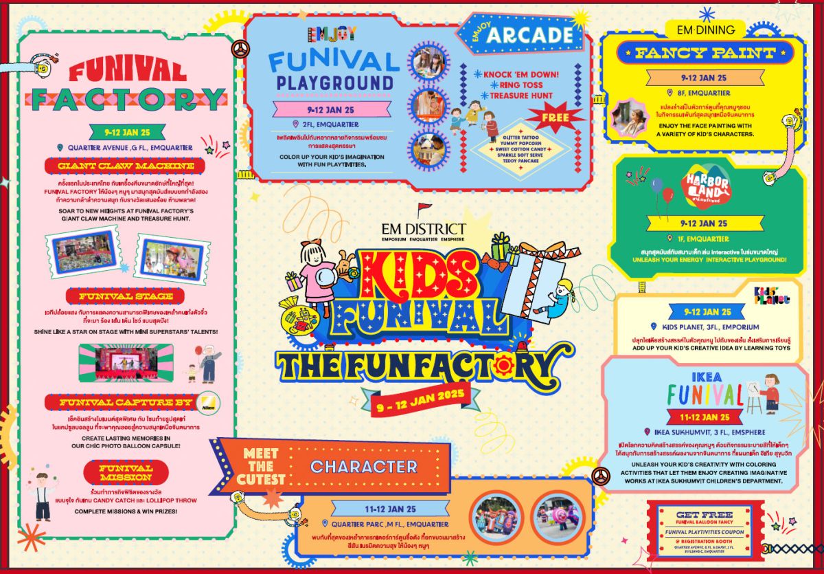 EM DISTRICT ฉลองวันเด็กแห่งชาติ 2568 สุดยิ่งใหญ่ พาเหรดกิจกรรมแห่งความสุข จัดเต็มทั่วทั้ง 3 ศูนย์การค้า กับงาน KIDS FUNIVAL : THE FUN FACTORY 2025
