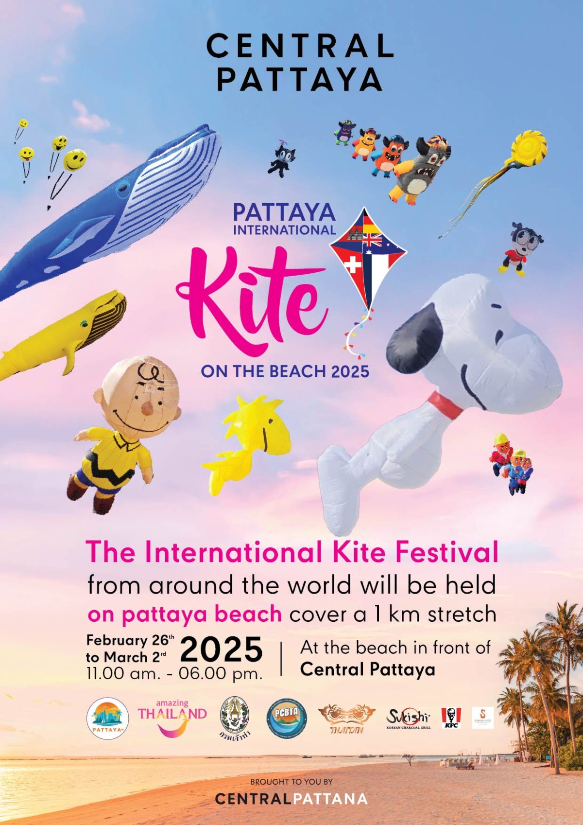 1 ปีมีครั้ง! เทศกาลว่าวนานาชาติ Pattaya International Kite on the Beach 2025 ที่เซ็นทรัล พัทยา