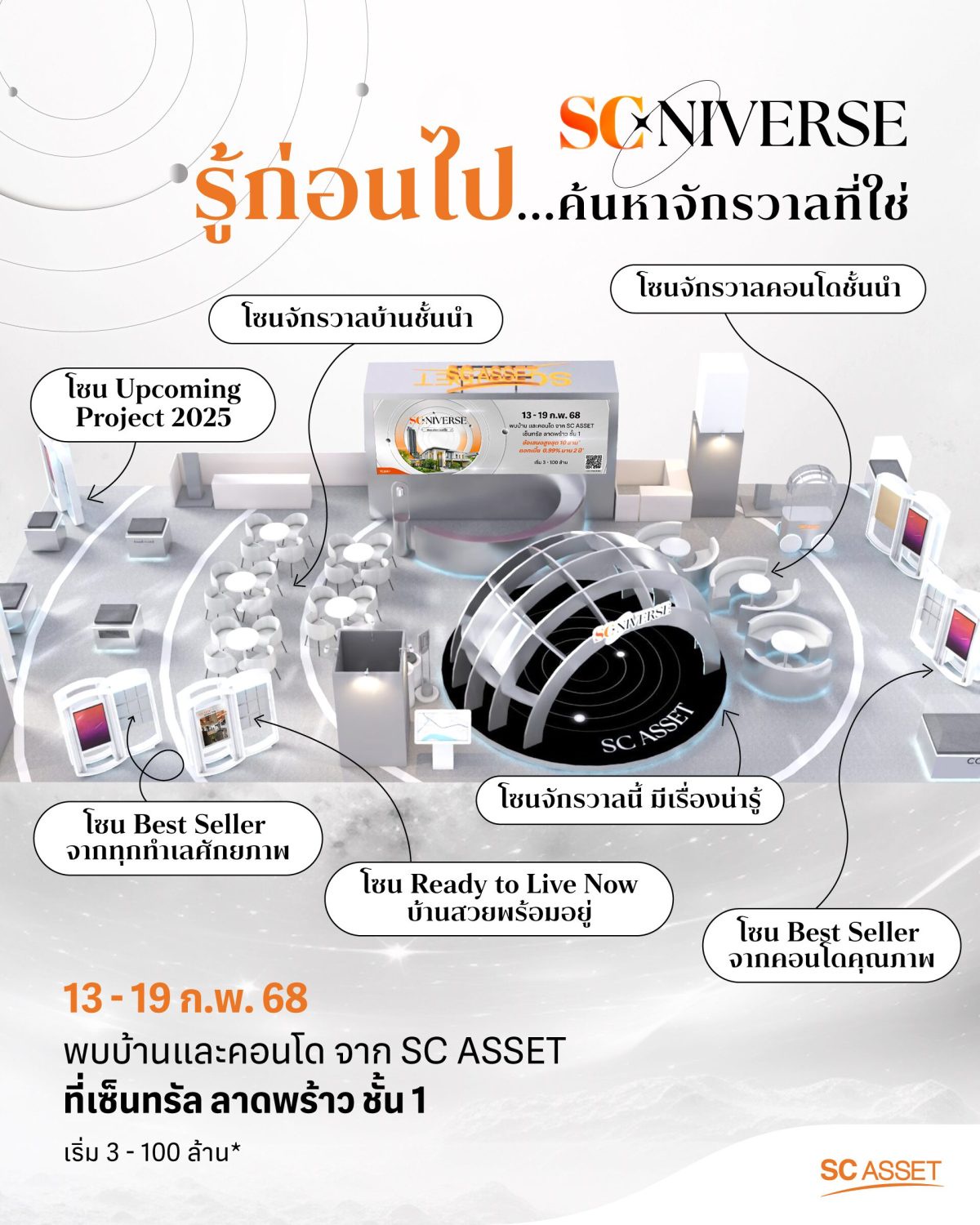 'SC Asset' ชวนค้นหาจักรวาลบ้านชั้นนำ กับงาน 'SCniverse' พร้อมโปรเด็ดโดนใจทุกมัลติเวิร์ส วันนี้ - 19 ก.พ. 68 ณ