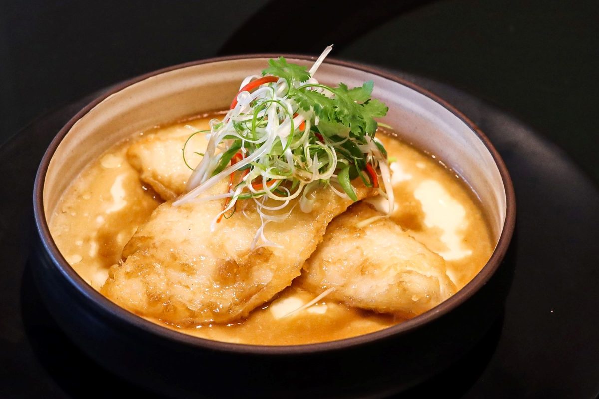 Steamed Egg White with Fried Snow Fish in Soy Sauce at the Emerald Hotel